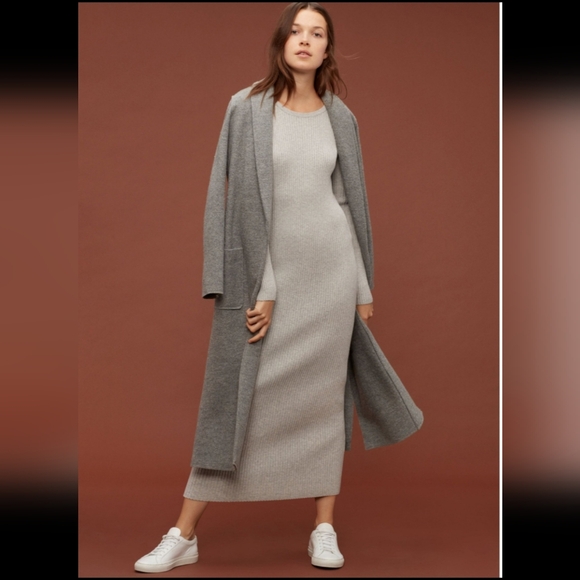 The group babaton streep dress bodycon Gray rib knit dress s-m - Picture 3 of 11